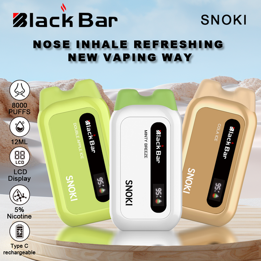 BLACKK BAR-Snoki Nose Inhale refreshing 8000 puffs 5% Nicotine 12ML  LCD Display Type C rechargeable