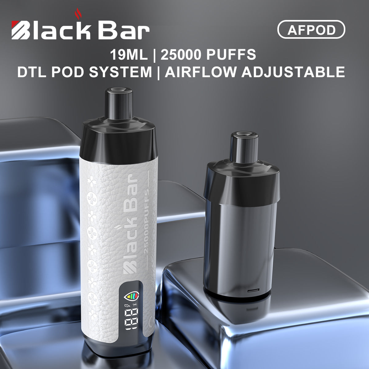 BLACK BAR AFPOD 19ML,  25000 puffs ， DTL pod System,  airflow adjustable