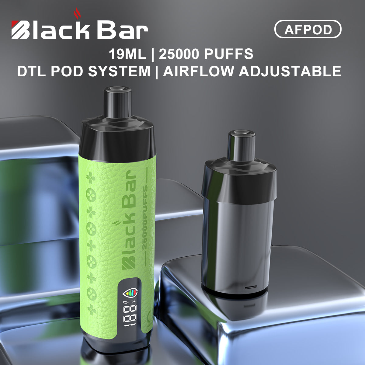 BLACK BAR AFPOD 19ML,  25000 puffs ， DTL pod System,  airflow adjustable