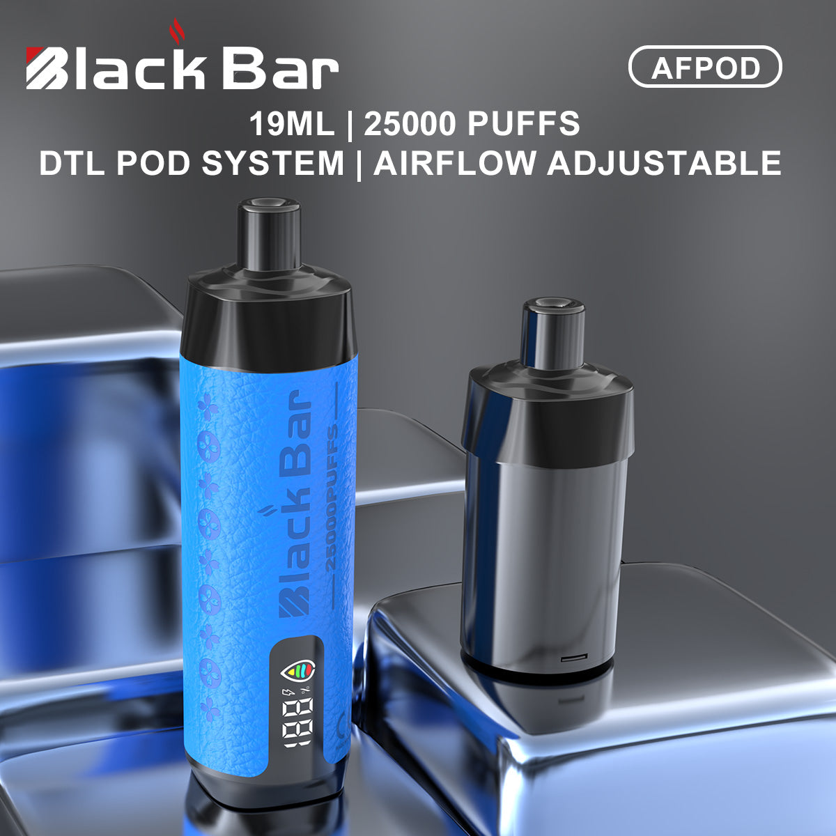 BLACK BAR AFPOD 19ML,  25000 puffs ， DTL pod System,  airflow adjustable