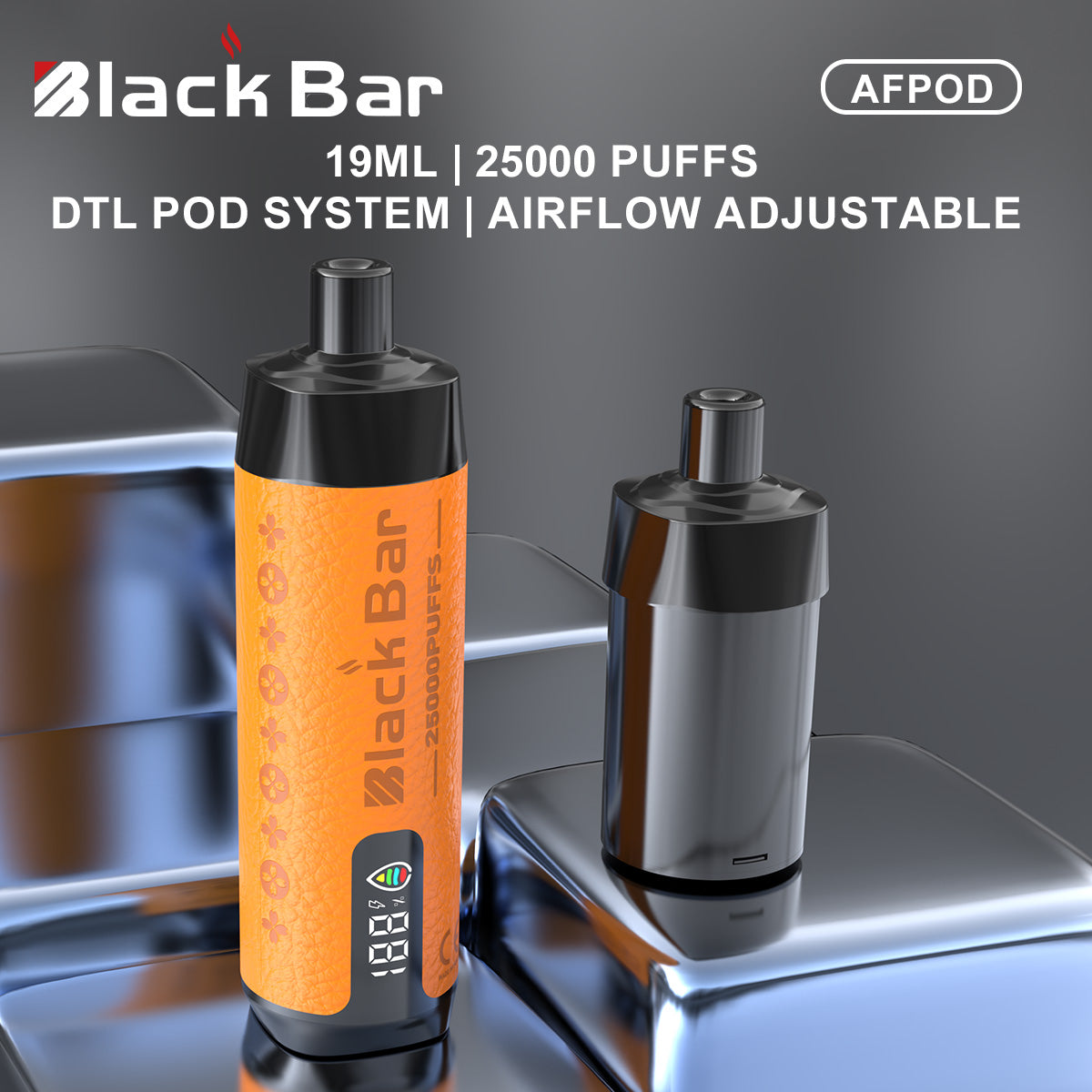 BLACK BAR AFPOD 19ML,  25000 puffs ， DTL pod System,  airflow adjustable