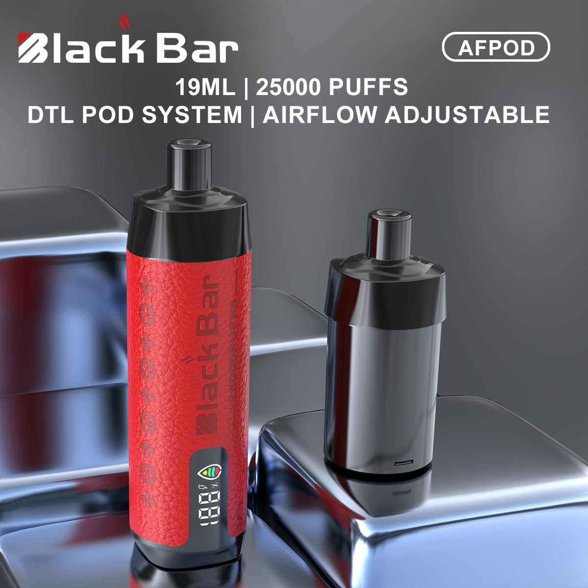 BLACK BAR AFPOD 19ML,  25000 puffs ， DTL pod System,  airflow adjustable