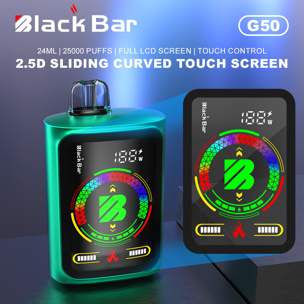 BLACK BAR G50 24ML | 25000 PUFFS | FULL LCD SCREEN | TOUCH CONTROL | 2.5D sliding curved touch screen