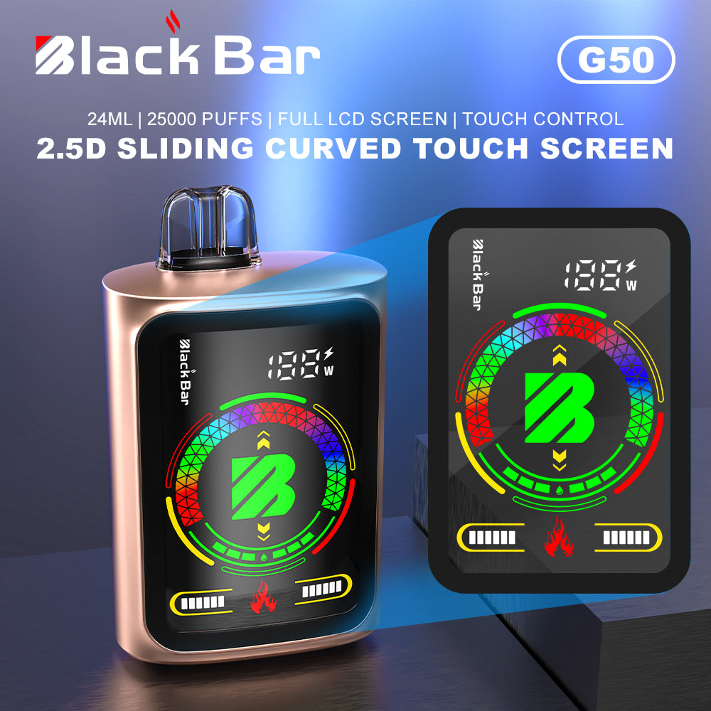 BLACK BAR G50 24ML | 25000 PUFFS | FULL LCD SCREEN | TOUCH CONTROL | 2.5D sliding curved touch screen