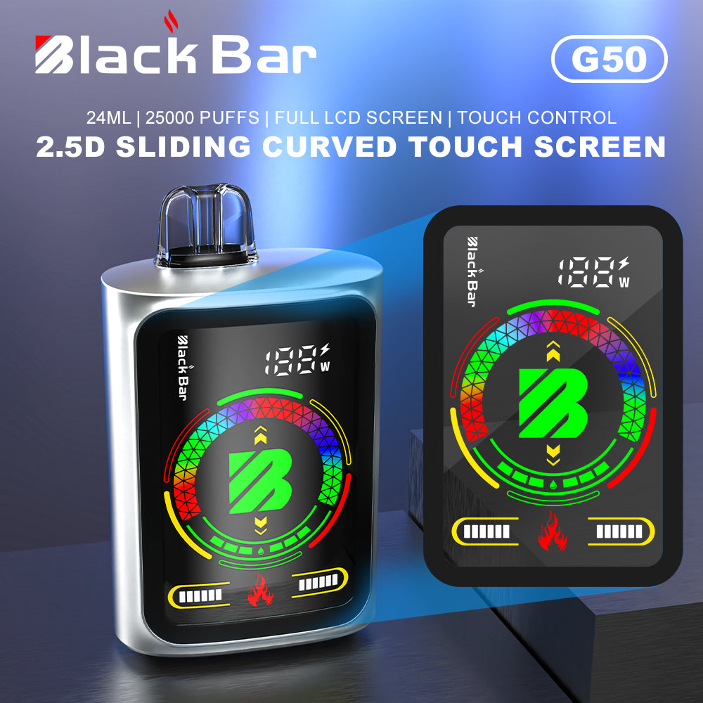 BLACK BAR G50 24ML | 25000 PUFFS | FULL LCD SCREEN | TOUCH CONTROL | 2.5D sliding curved touch screen