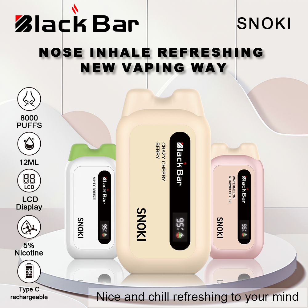 BLACKK BAR-Snoki Nose Inhale refreshing 8000 puffs 5% Nicotine 12ML  LCD Display Type C rechargeable