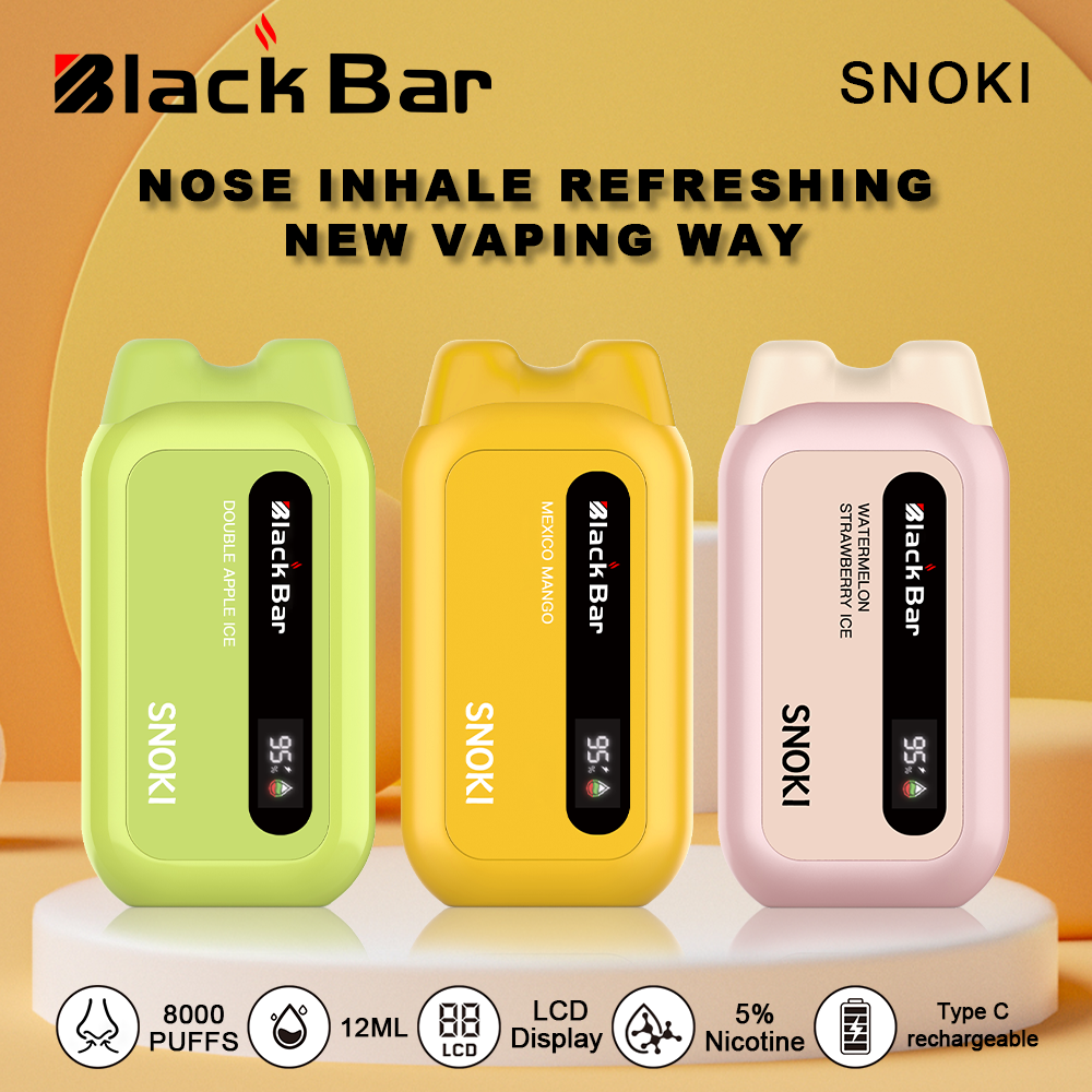 BLACKK BAR-Snoki Nose Inhale refreshing 8000 puffs 5% Nicotine 12ML  LCD Display Type C rechargeable