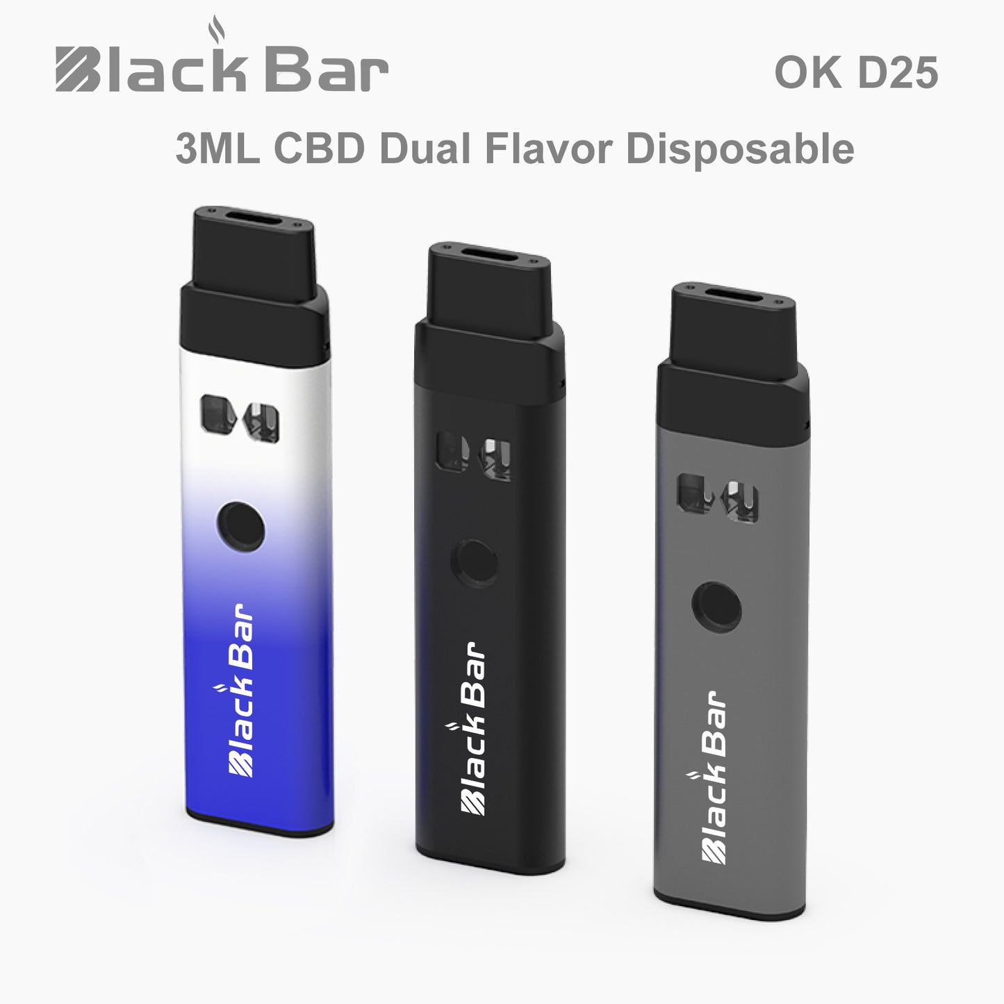 Black bar OK D25 3ML CBD Dual Flavor Disposable